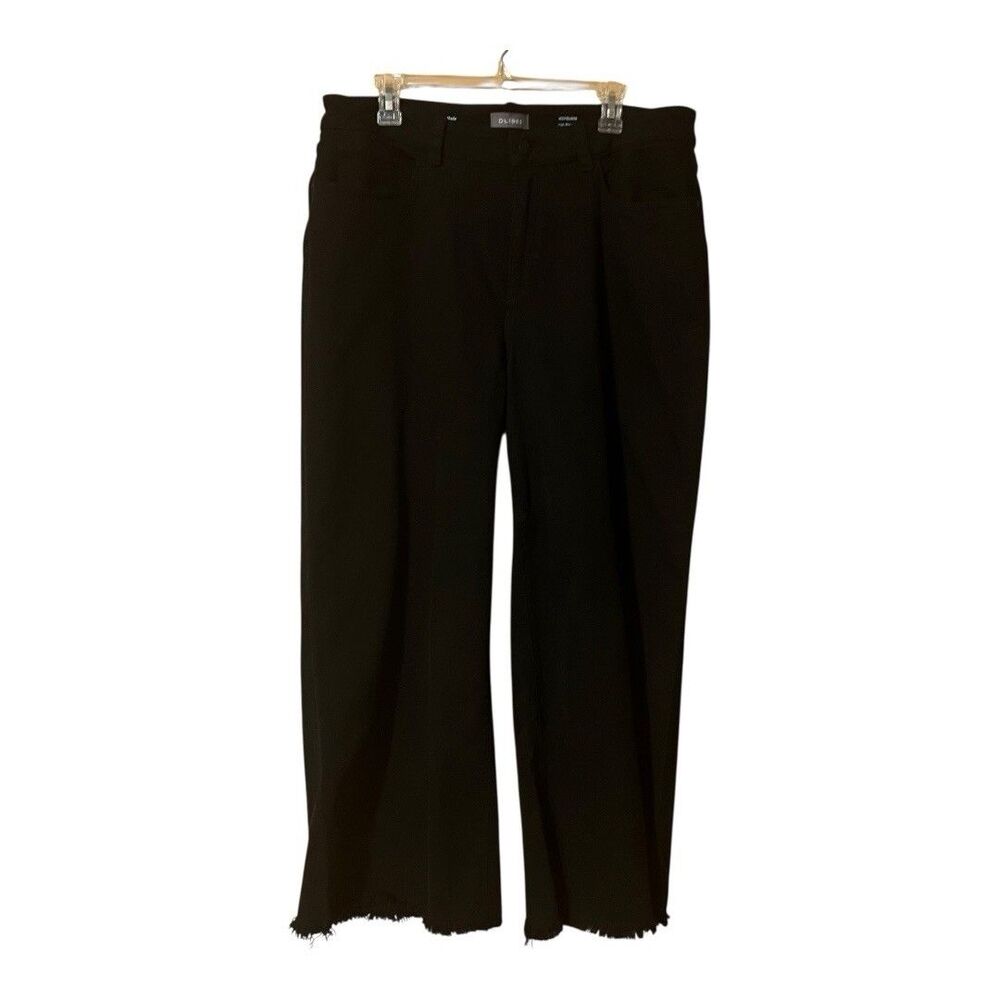 DL1961 Womens Size 18W Hepburn High Rise Wide Leg Black Raw Hem Jeans
